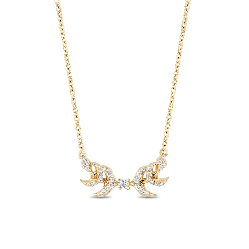 Main Image 1 of Enchanted Disney Anna 0.18 CT. T.W. Diamond Double Wheat Necklace in 10K Gold