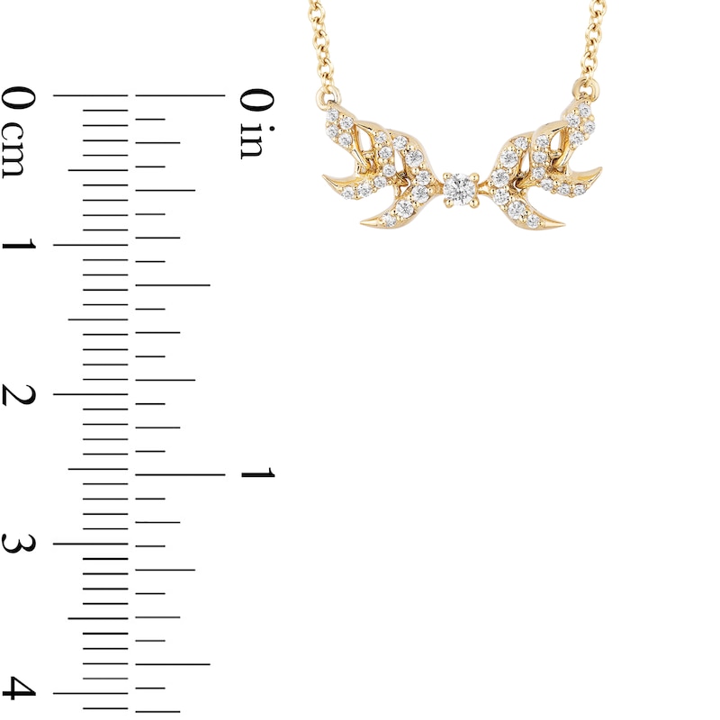 Main Image 3 of Enchanted Disney Anna 0.18 CT. T.W. Diamond Double Wheat Necklace in 10K Gold