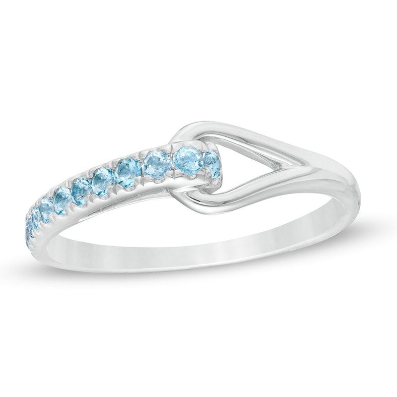 Main Image 1 of Love + Be Loved Blue Topaz Heart Loop Ring in Sterling Silver