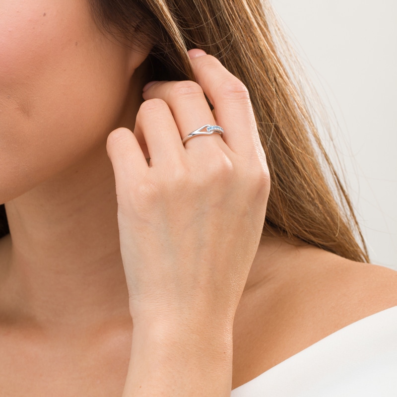 Main Image 2 of Love + Be Loved Blue Topaz Heart Loop Ring in Sterling Silver