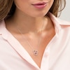 Thumbnail Image 1 of Simulated Birthstone and Diamond Accent Engravable Cat Heart Necklace in Sterling Silver (1 Stone and Line)