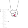 Thumbnail Image 2 of Simulated Birthstone and Diamond Accent Engravable Cat Heart Necklace in Sterling Silver (1 Stone and Line)