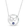 Simulated Birthstone Interlocking Paw Print and Heart Circle Necklace in Sterling Silver (1 Stone and Line)