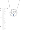 Simulated Birthstone Interlocking Paw Print and Heart Circle Necklace in Sterling Silver (1 Stone and Line)