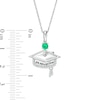Thumbnail Image 2 of Simulated Birthstone and 1/20 CT. T.W. Diamond Engravable Graduation Cap Pendant in Sterling Silver (1 Stone and Line)
