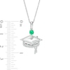 Simulated Birthstone and 1/20 CT. T.W. Diamond Engravable Graduation Cap Pendant in Sterling Silver (1 Stone and Line)