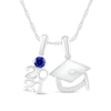 Thumbnail Image 1 of Simulated Birthstone and Diamond Accent Graduation Cap Class Year Charm Pendant in Sterling Silver (1 Stone and Year)