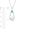 Simulated Birthstone and Diamond Accent Engravable Cat Outline and Heart Pendant in Sterling Silver (1 Stone and Line)