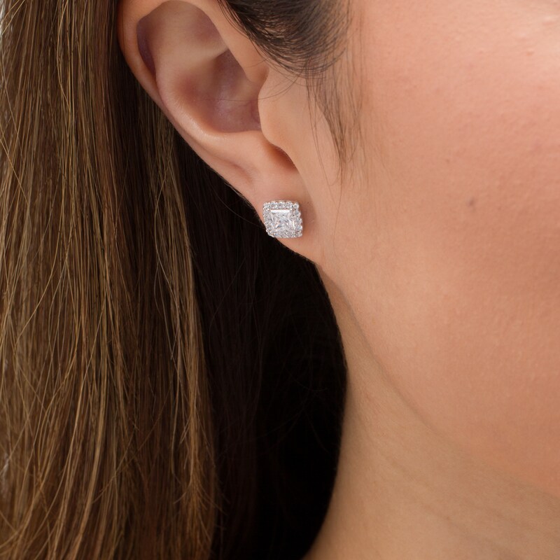 1.45 CT. T.W. Princess-Cut Diamond Frame Stud Earrings in 14K White Gold