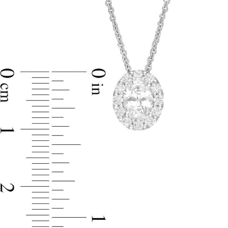 Main Image 3 of 0.95 CT. T.W. Certified Oval Diamond Frame Pendant in 14K White Gold (I/SI2)