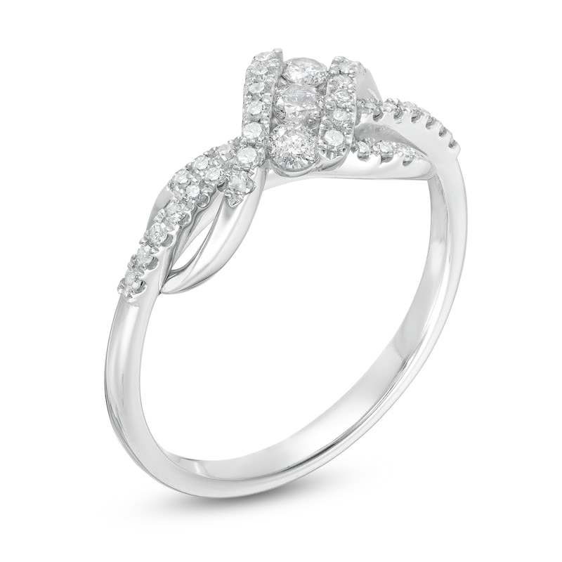 Main Image 3 of 0.29 CT. T.W. Past Present Future® Bypass Twist Ring in 10K White Gold