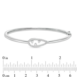0.23 CT. T.W. Diamond Past Present Future®Pear-Shaped Cuff in Sterling Silver