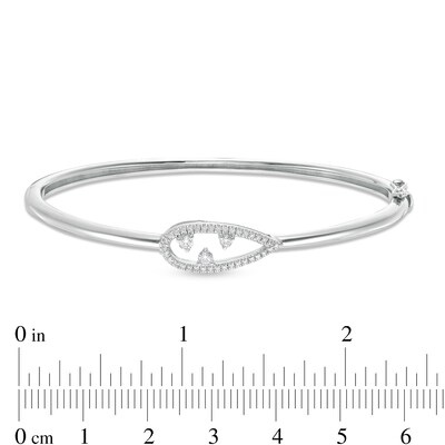 0.23 CT. T.W. Diamond Past Present Future®Pear-Shaped Cuff in Sterling Silver