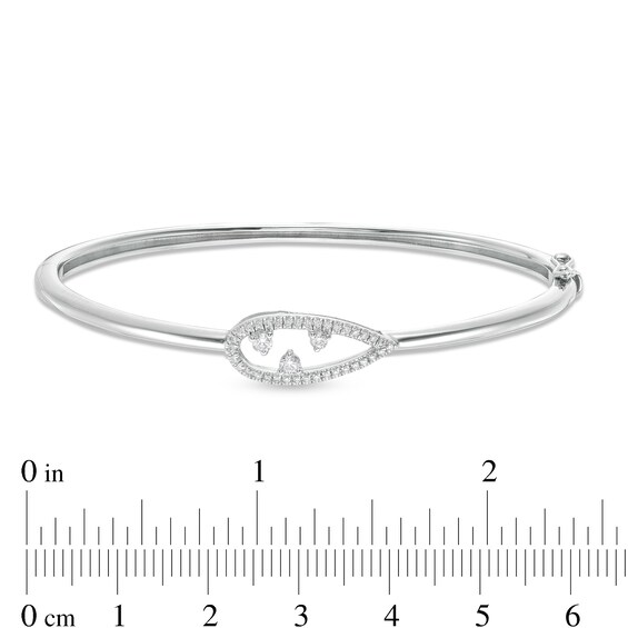 0.23 CT. T.W. Diamond Past Present Future®Pear-Shaped Cuff in Sterling Silver