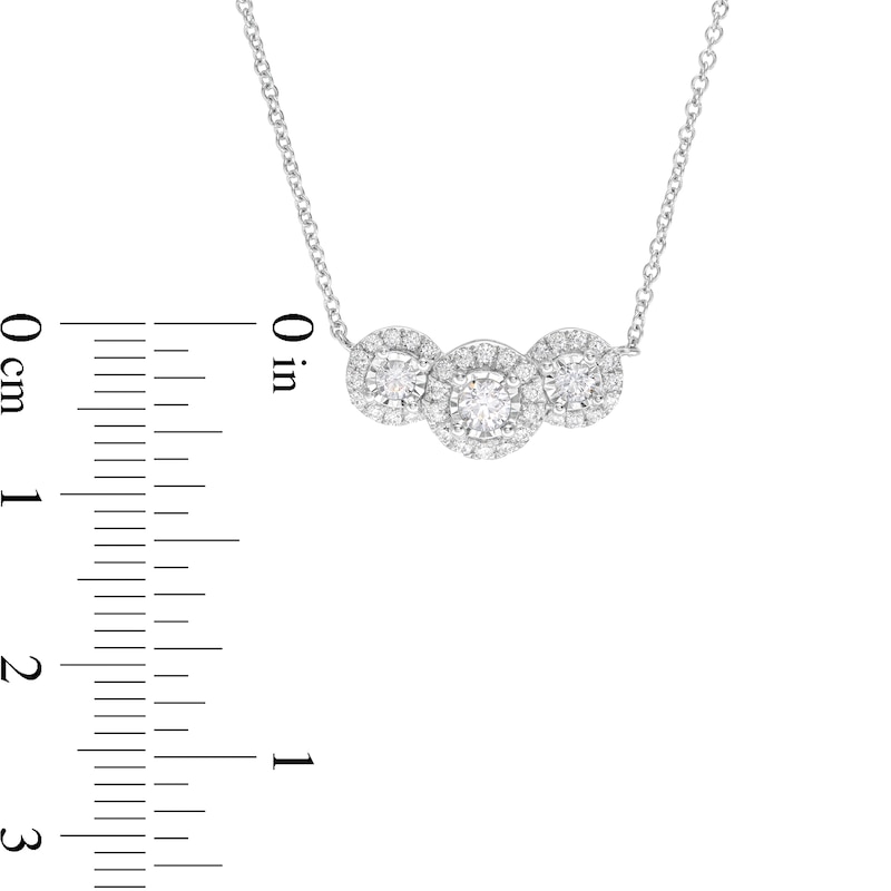 0.50 CT. T.W. Diamond Past Present Future® Frame Necklace in 10K White Gold