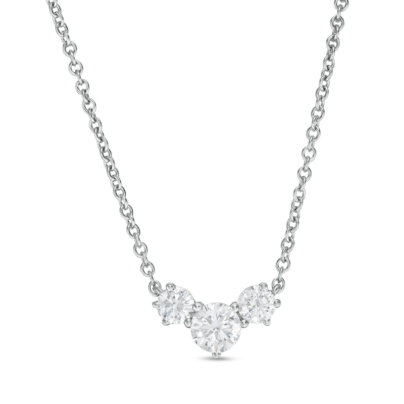 Main Image 1 of 0.50 CT. T.W. Diamond Past Present Future®Necklace in 10K White Gold