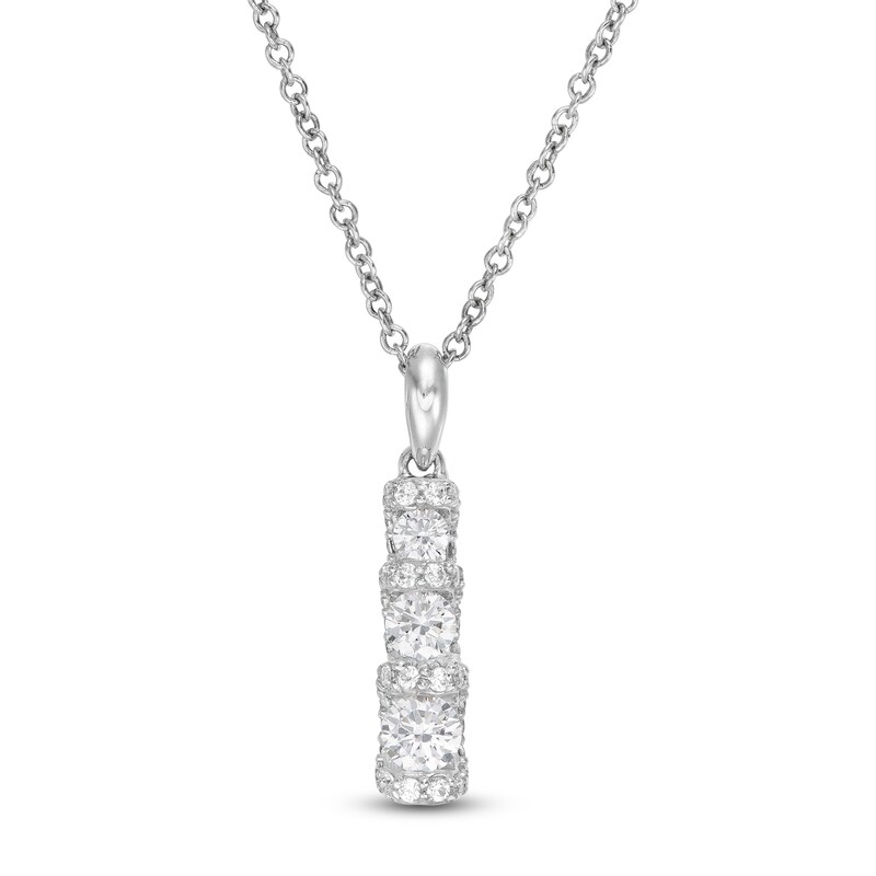 Main Image 1 of 0.45 CT. T.W. Diamond Past Present Future®Graduated Linear Pendant in 10K White Gold