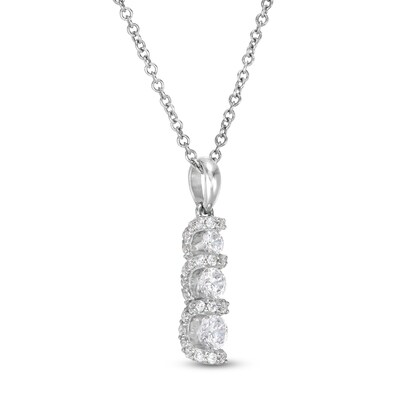 0.45 CT. T.W. Diamond Past Present Future®Graduated Linear Pendant in 10K White Gold