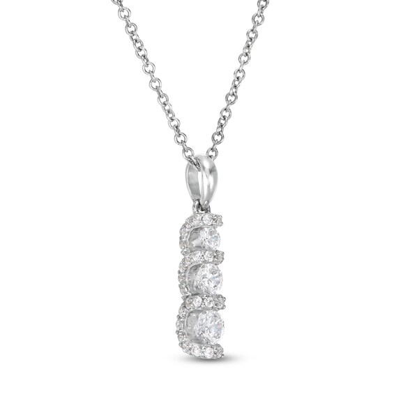 0.45 CT. T.W. Diamond Past Present Future®Graduated Linear Pendant in 10K White Gold