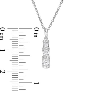 0.45 CT. T.W. Diamond Past Present Future®Graduated Linear Pendant in 10K White Gold