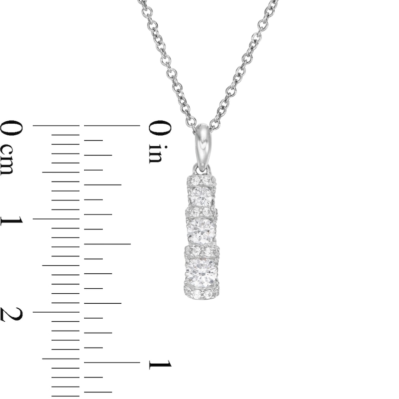 0.45 CT. T.W. Diamond Past Present Future®Graduated Linear Pendant in 10K White Gold