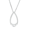 Thumbnail Image 1 of 0.37 CT. .TW. Diamond Past Present Future® Teardrop-Shaped Outline Pendant in 10K White Gold