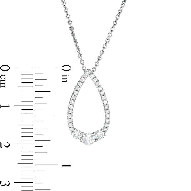 0.37 CT. .TW. Diamond Past Present Future® Teardrop-Shaped Outline Pendant in 10K White Gold