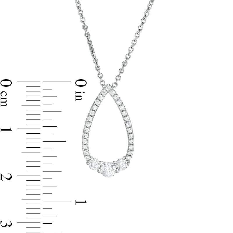 Main Image 3 of 0.37 CT. .TW. Diamond Past Present Future® Teardrop-Shaped Outline Pendant in 10K White Gold