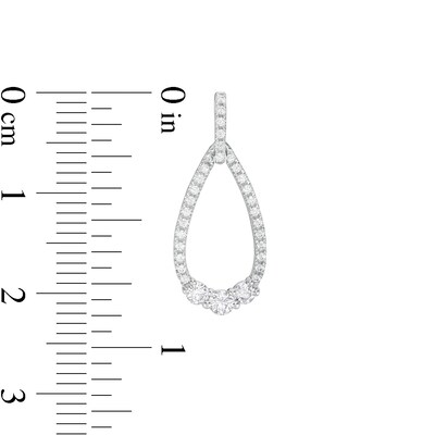 0.45 CT. T.W. Diamond Past Present Future® Teardrop Outline Drop Earrings in 10K White Gold