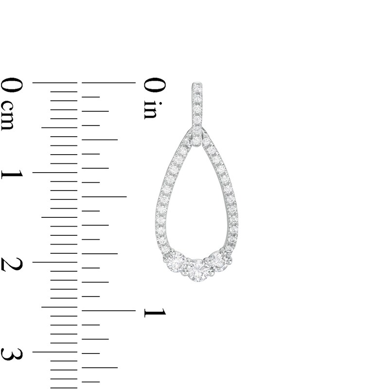 0.45 CT. T.W. Diamond Past Present Future® Teardrop Outline Drop Earrings in 10K White Gold
