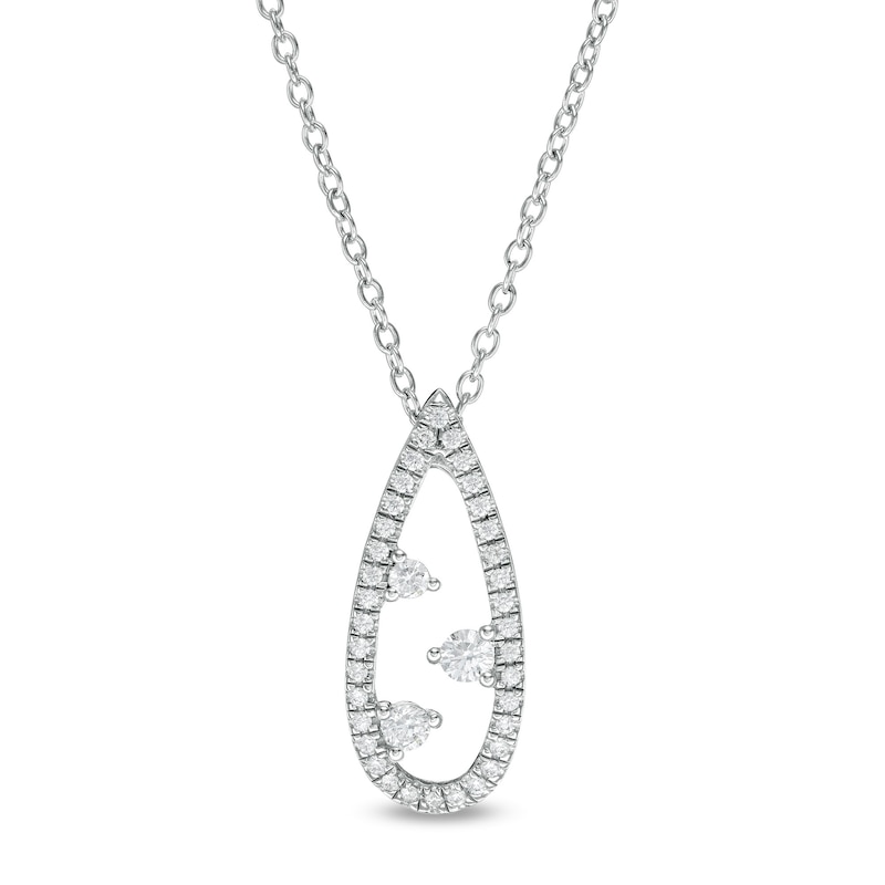 0.23 CT. T.W. Diamond Past Present Future® Teardrop-Shaped Pendant in Sterling Silver