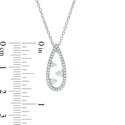 0.23 CT. T.W. Diamond Past Present Future® Teardrop-Shaped Pendant in Sterling Silver