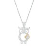 Thumbnail Image 1 of 0.065 CT. T.W. Diamond Outline Owl with Heart Pendant in Sterling Silver and 10K Gold