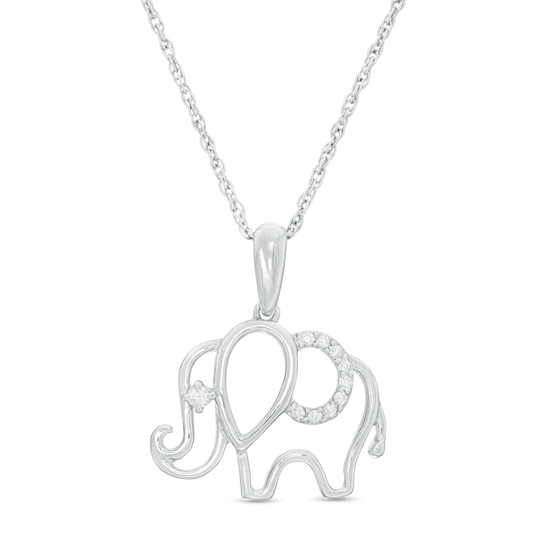 0.04 CT. T.W. Diamond Outline Elephant Pendant in Sterling Silver|Peoples Jewellers