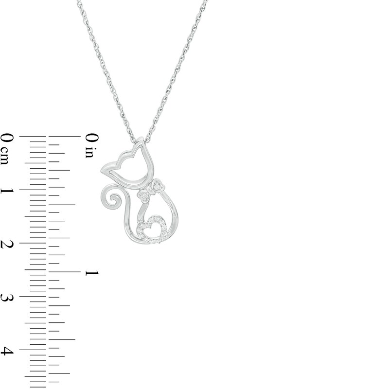 Main Image 3 of 0.04 CT. T.W. Diamond Outline Cat Curly Tail Pendant in Sterling Silver