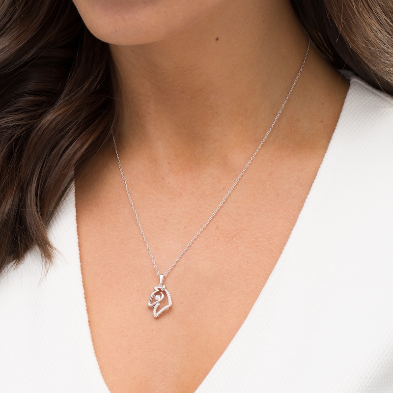 Main Image 2 of Unstoppable Love™ 0.04 CT. T.W. Diamond Outline Horse Head Pendant in Sterling Silver