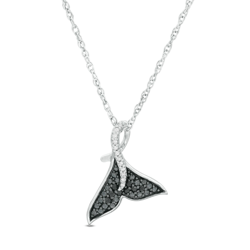 Main Image 1 of 0.065 CT. T.W. Enhanced Black and White Diamond Mermaid Tail Pendant in Sterling Silver
