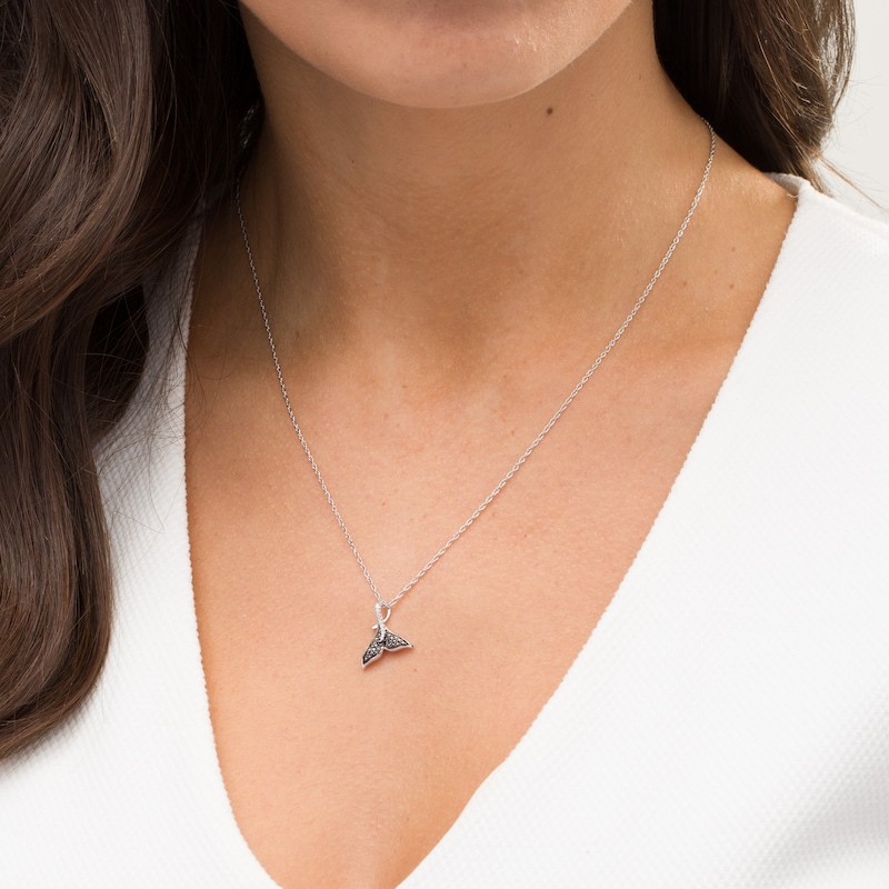 Main Image 2 of 0.065 CT. T.W. Enhanced Black and White Diamond Mermaid Tail Pendant in Sterling Silver