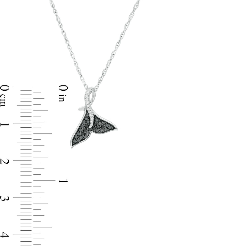 Main Image 3 of 0.065 CT. T.W. Enhanced Black and White Diamond Mermaid Tail Pendant in Sterling Silver
