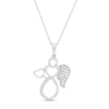 Thumbnail Image 0 of 0.085 CT. T.W. Diamond Outline Angel with Heart Vintage-Style Pendant in 10K White Gold