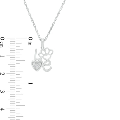 Diamond Accent "Love" Paw Print Pendant in Sterling Silver