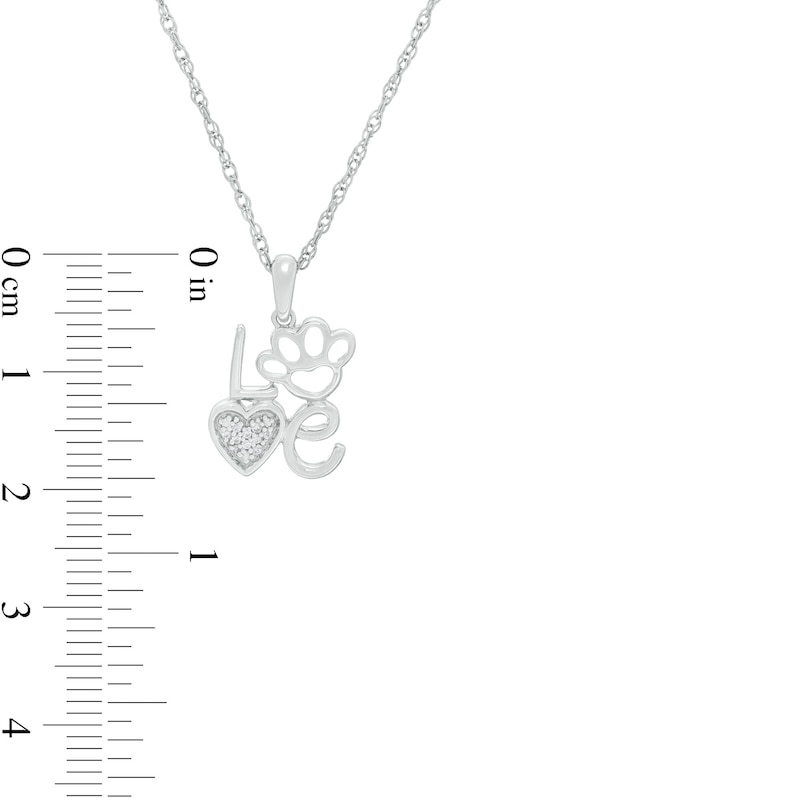 Diamond Accent "Love" Paw Print Pendant in Sterling Silver