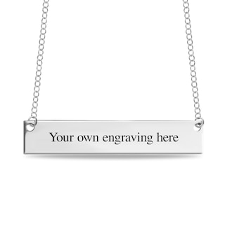 Engravable Your Own Handwriting Bar Necklace in Sterling Silver (1 Image and Line)