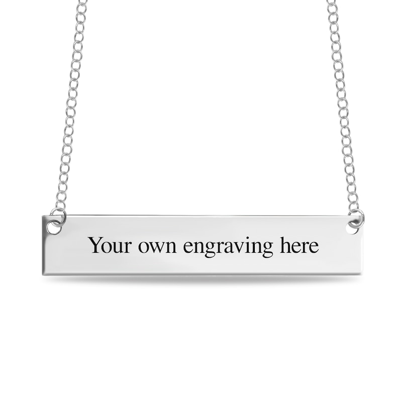 Main Image 3 of Engravable Your Own Handwriting Bar Necklace in Sterling Silver (1 Image and Line)