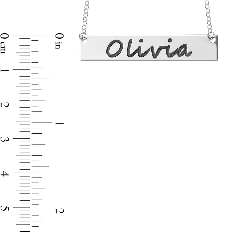 Main Image 4 of Engravable Your Own Handwriting Bar Necklace in Sterling Silver (1 Image and Line)