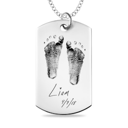 Engravable Print and Your Own Handwriting Dog Tag Pendant in Sterling Silver (1 Image and 4 Lines)