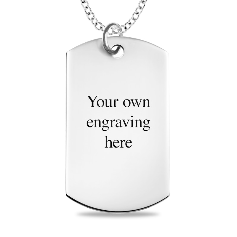Engravable Print and Your Own Handwriting Dog Tag Pendant in Sterling Silver (1 Image and 4 Lines)