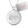 Engravable Your Own Handwriting Disc Pendant in Sterling Silver (1 Image and 4 Lines)