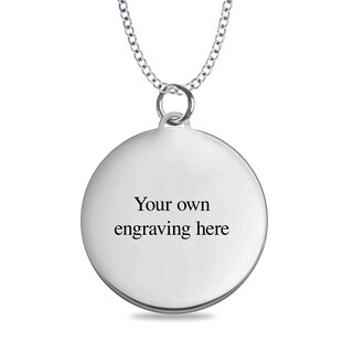 Engravable Your Own Handwriting Disc Pendant in Sterling Silver (1 Image and 4 Lines)