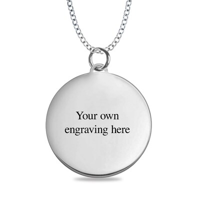 Engravable Your Own Handwriting Disc Pendant in Sterling Silver (1 Image and 4 Lines)